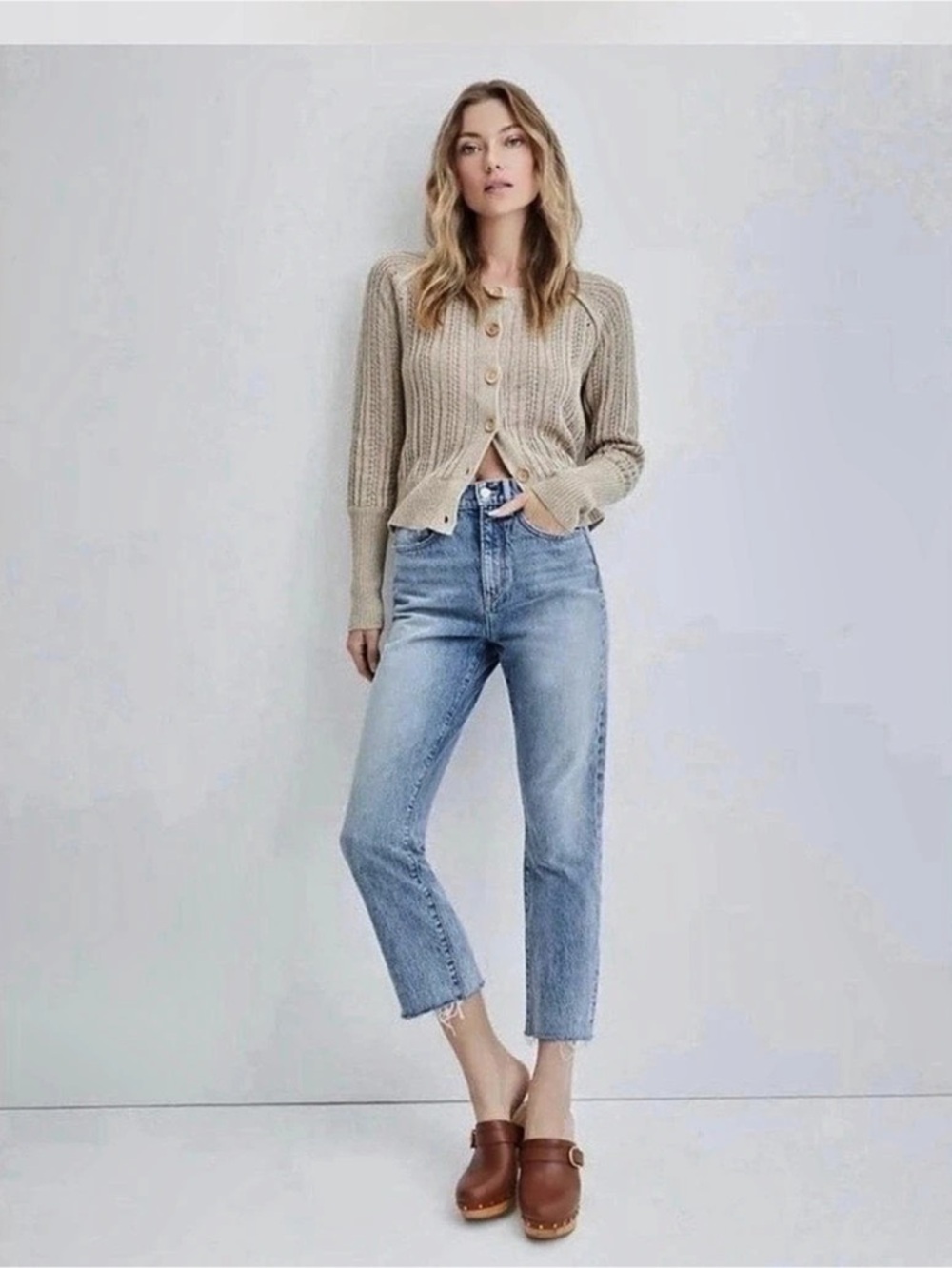 Veronica Beard Carly Kick Flare High Rise Jeans Cropped Jeans Blue Waist 28